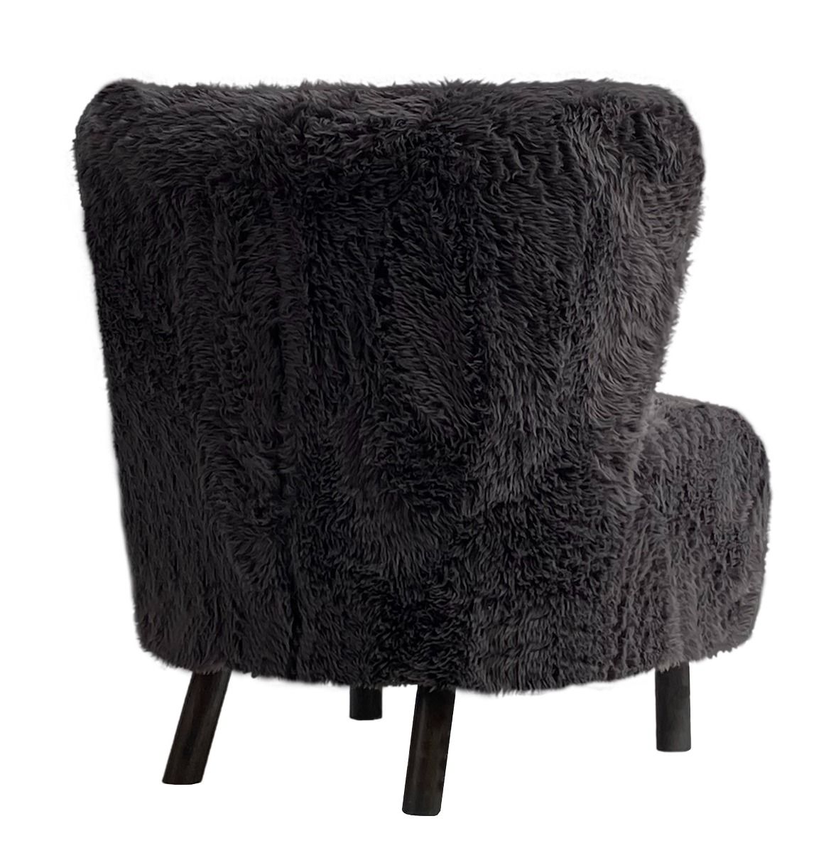 BOHEMIAN FAUX SHEEPSKIN/HARDWOOD CHAIR IN SOOT