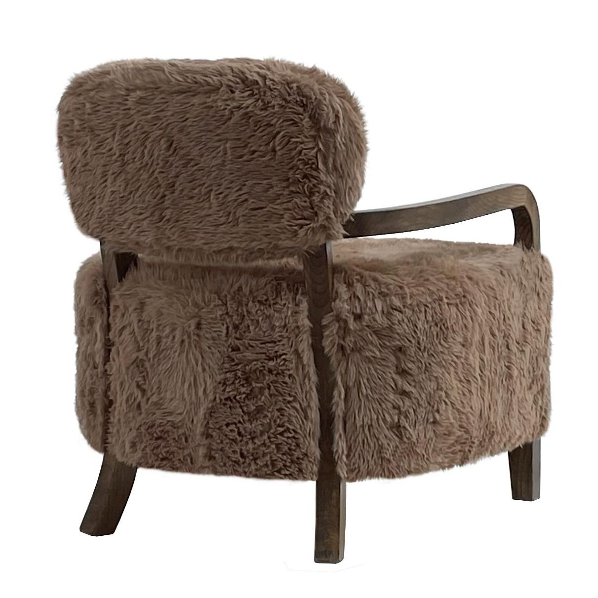 FENRIS FAUX SHEEPSKIN/HARDWOOD ARMCHAIR/LOUNGE CHAIR IN LATTE - MyChocolateWood