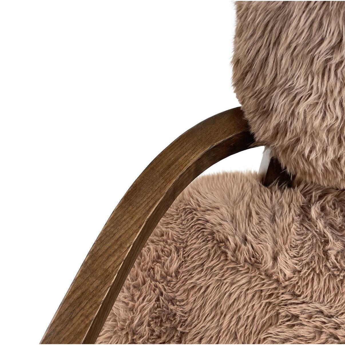 FENRIS FAUX SHEEPSKIN/HARDWOOD ARMCHAIR/LOUNGE CHAIR IN LATTE - MyChocolateWood