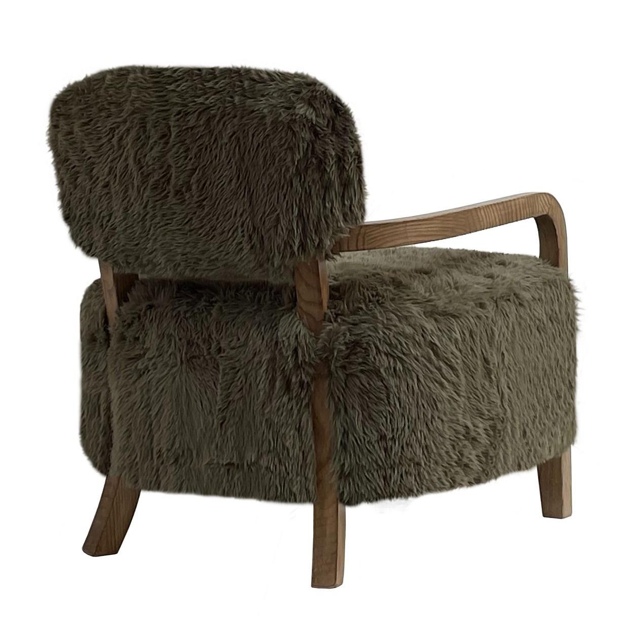 FENRIS FAUX SHEEPSKIN/HARDWOOD ARMCHAIR/LOUNGE CHAIR IN SAGE