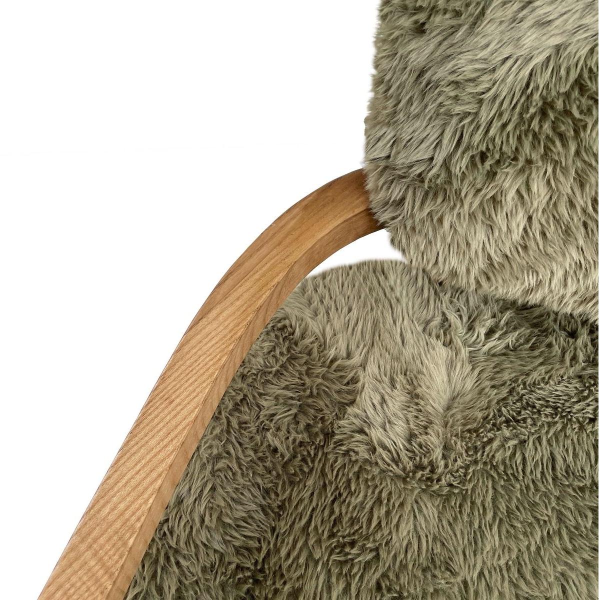 FENRIS FAUX SHEEPSKIN/HARDWOOD ARMCHAIR/LOUNGE CHAIR IN SAGE