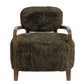 FENRIS FAUX SHEEPSKIN/HARDWOOD ARMCHAIR/LOUNGE CHAIR IN SAGE - MyChocolateWood