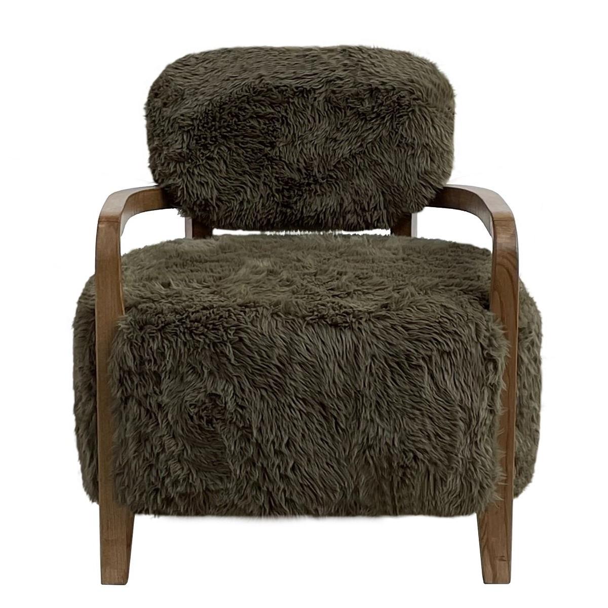 FENRIS FAUX SHEEPSKIN/HARDWOOD ARMCHAIR/LOUNGE CHAIR IN SAGE