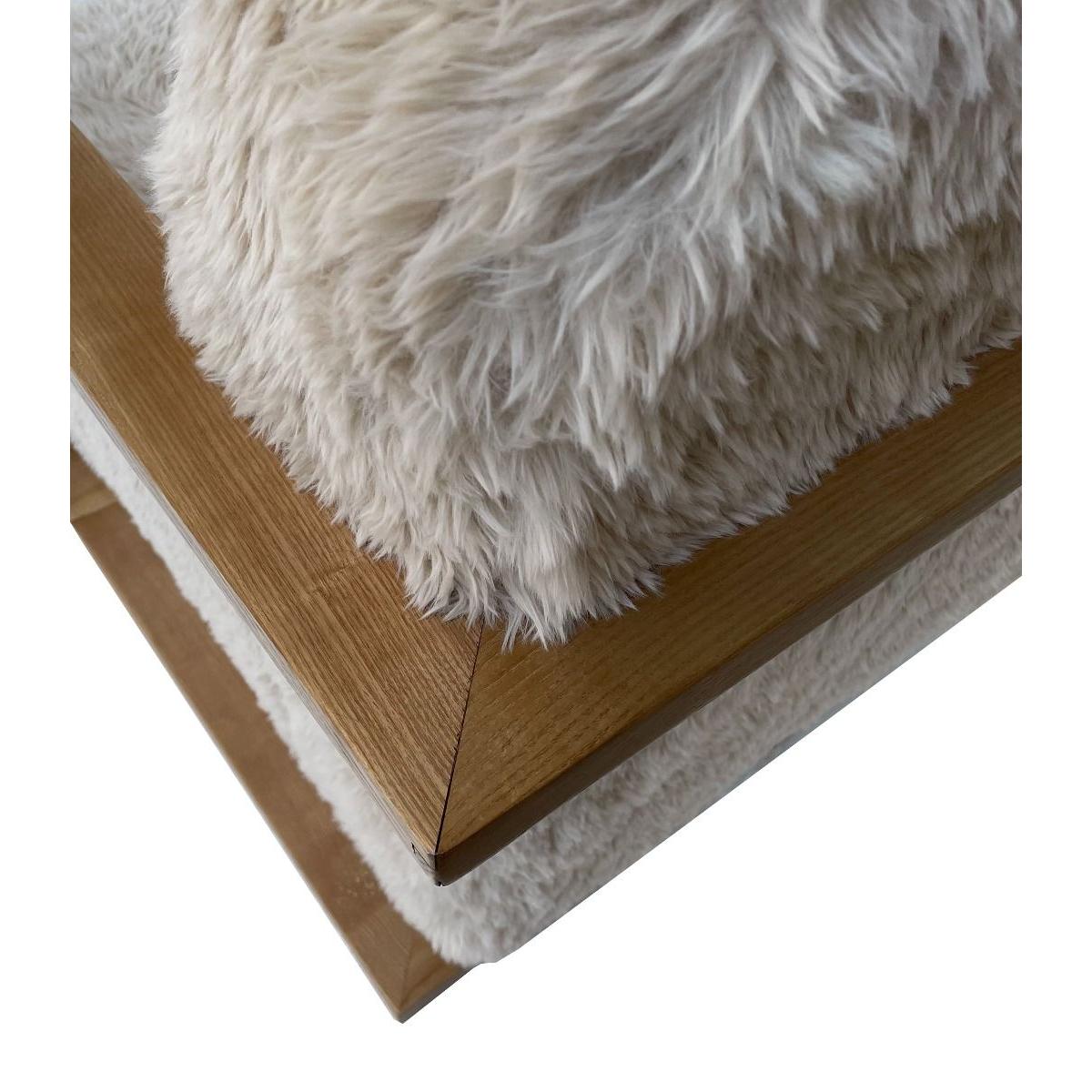 LOUISE FAUX SHEEPSKIN/ASH WOOD ARMCHAIR/LOUNGE CHAIR IN BEIGE - MyChocolateWood