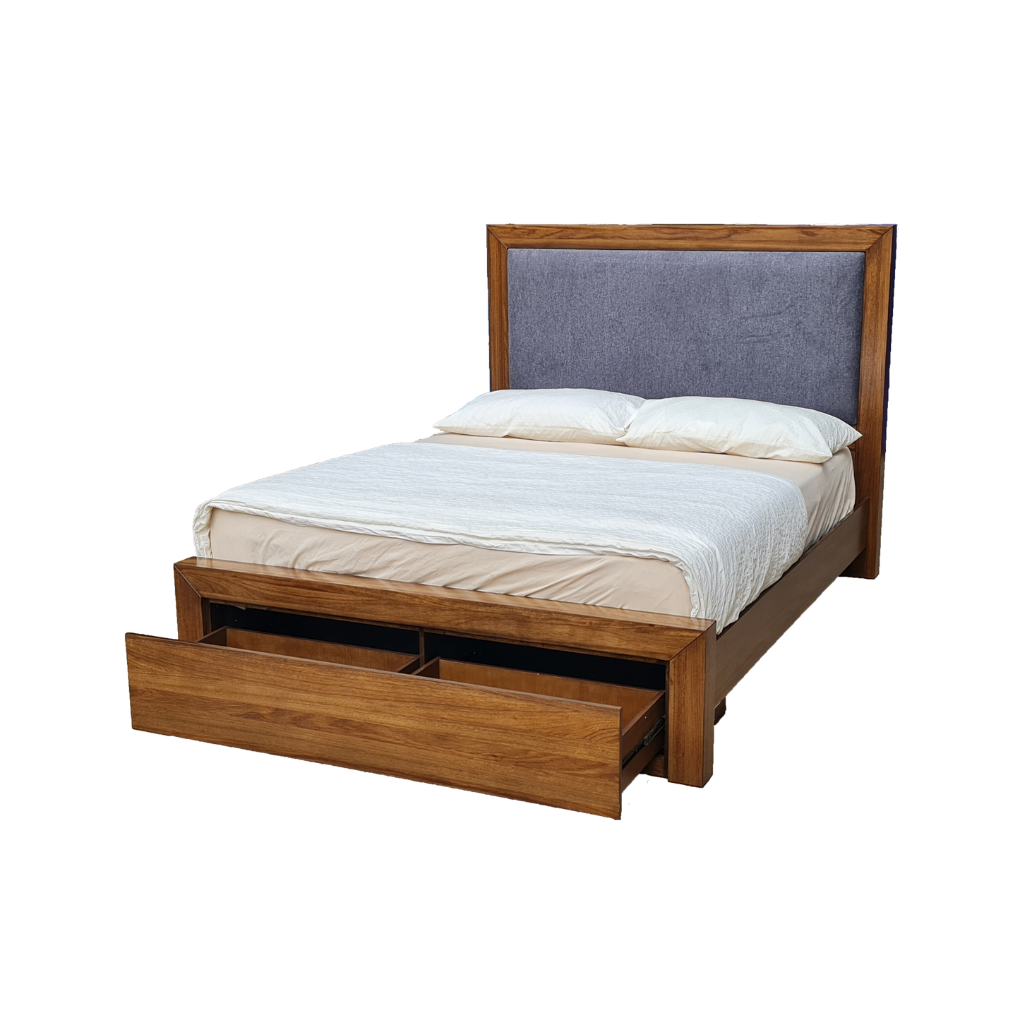 CARTAGENA KING BED IN PEBBLE WITH 2 PULLOUT DRAWERS