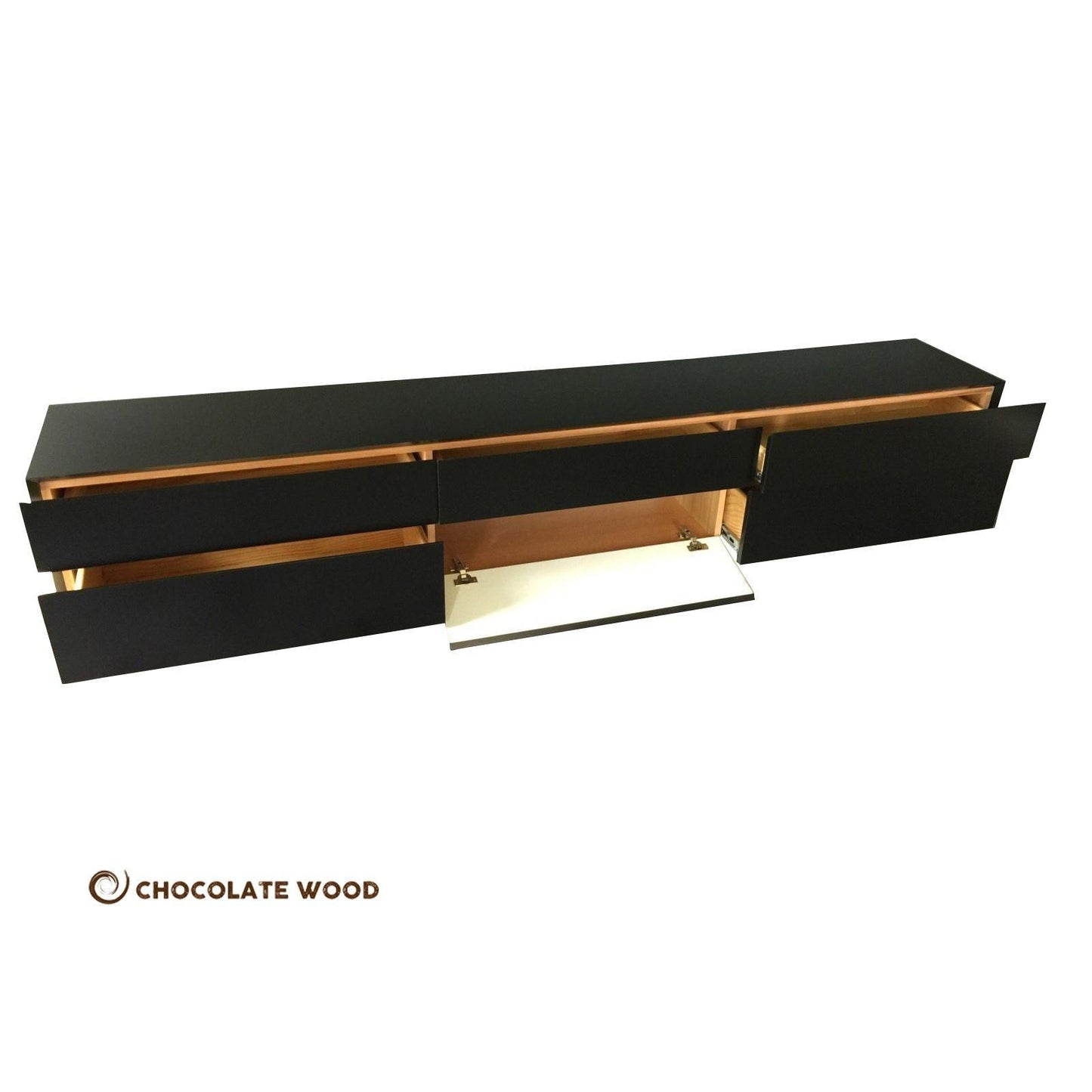 LONDON WALL MOUNTED TV/ENTERTAINMENT UNIT - IN BLACK POLYURETHANE