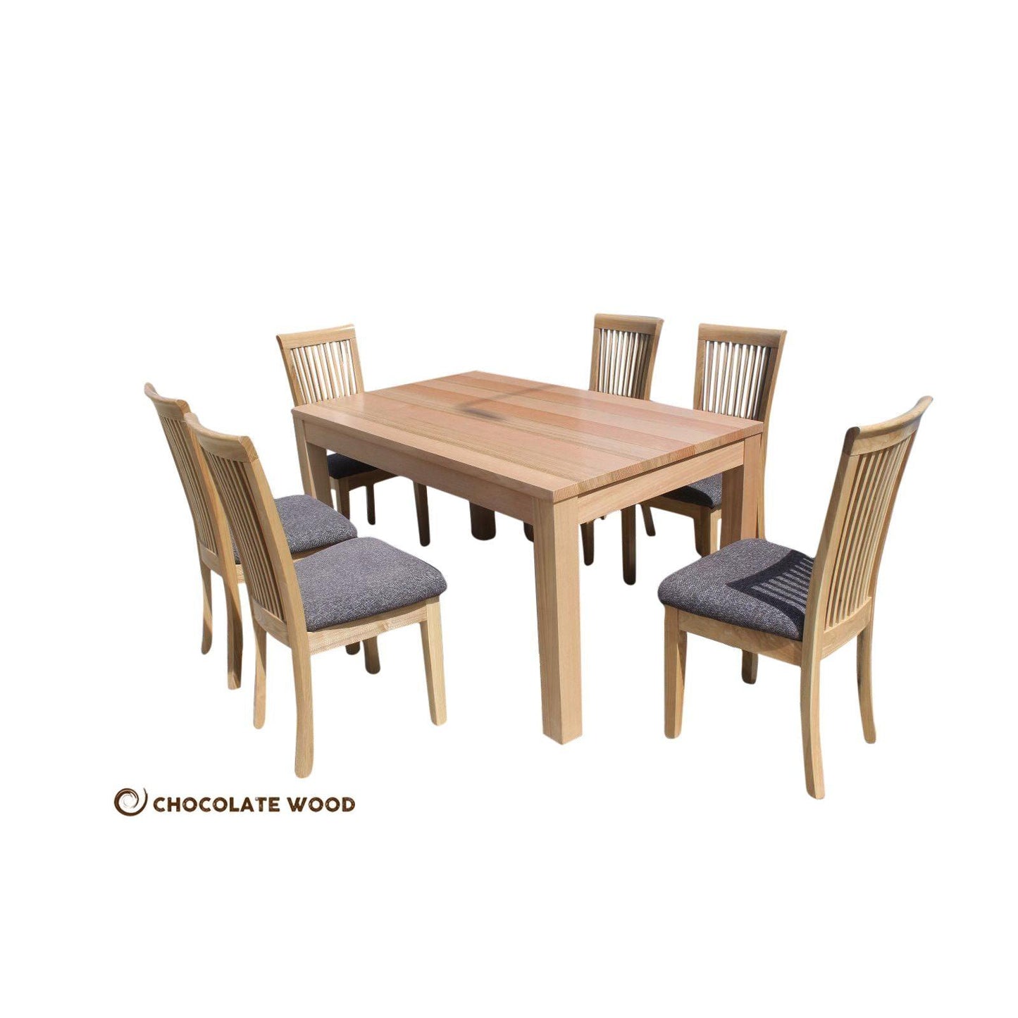 TARAGO 7 PIECE SOLID TASSIE OAK DINING SET IN CLEAR LACQUER AUSTRALIAN MADE TO ORDER