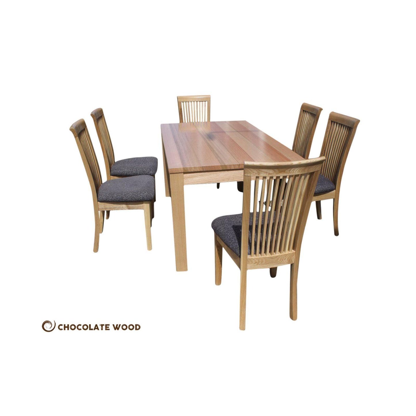 TARAGO 7 PIECE SOLID TASSIE OAK DINING SET IN CLEAR LACQUER AUSTRALIAN MADE TO ORDER