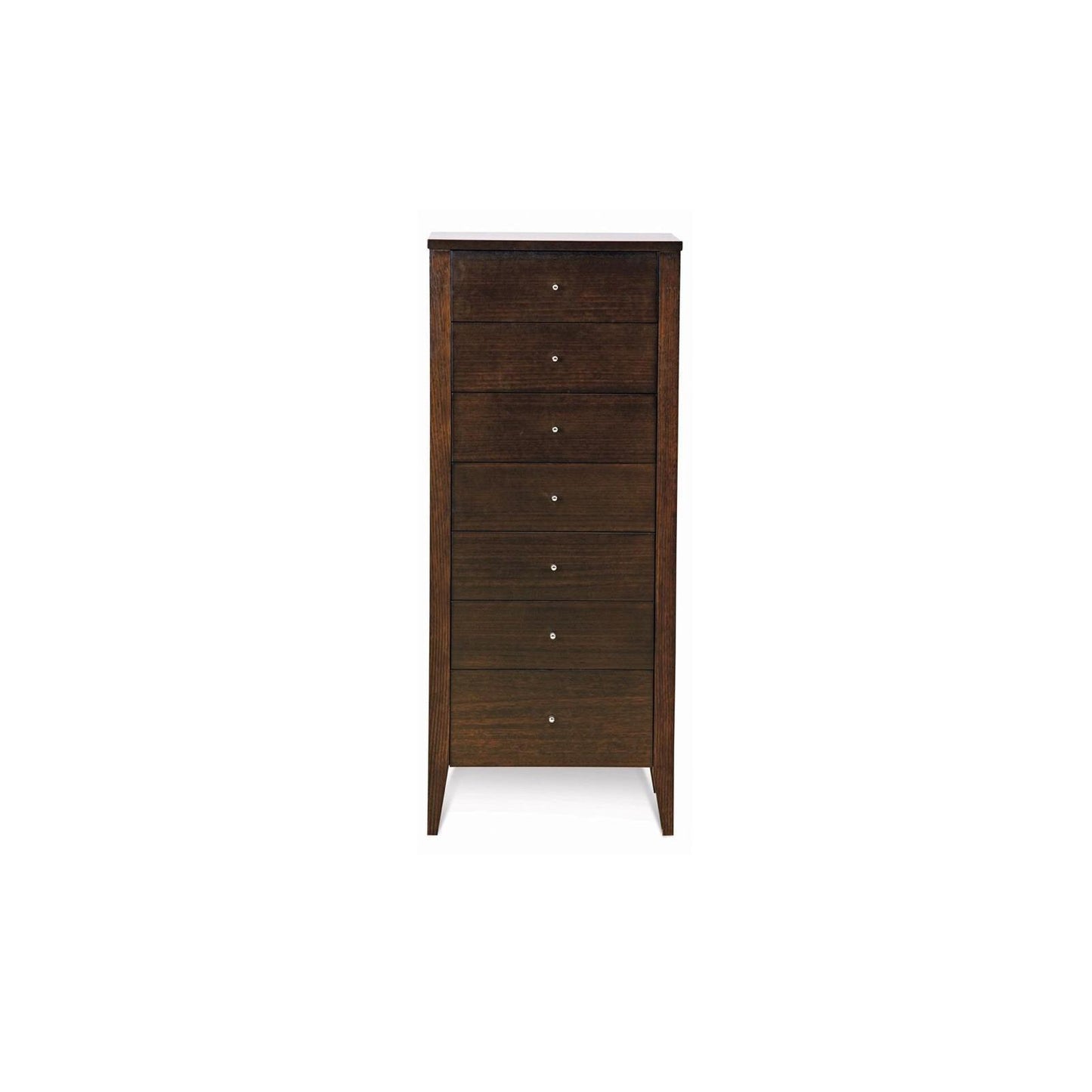 DYLAN AUSTRALIN MADE TASSIE OAK 7 DRAWERS NARROW TALLBOY IN CHOCOLATE
