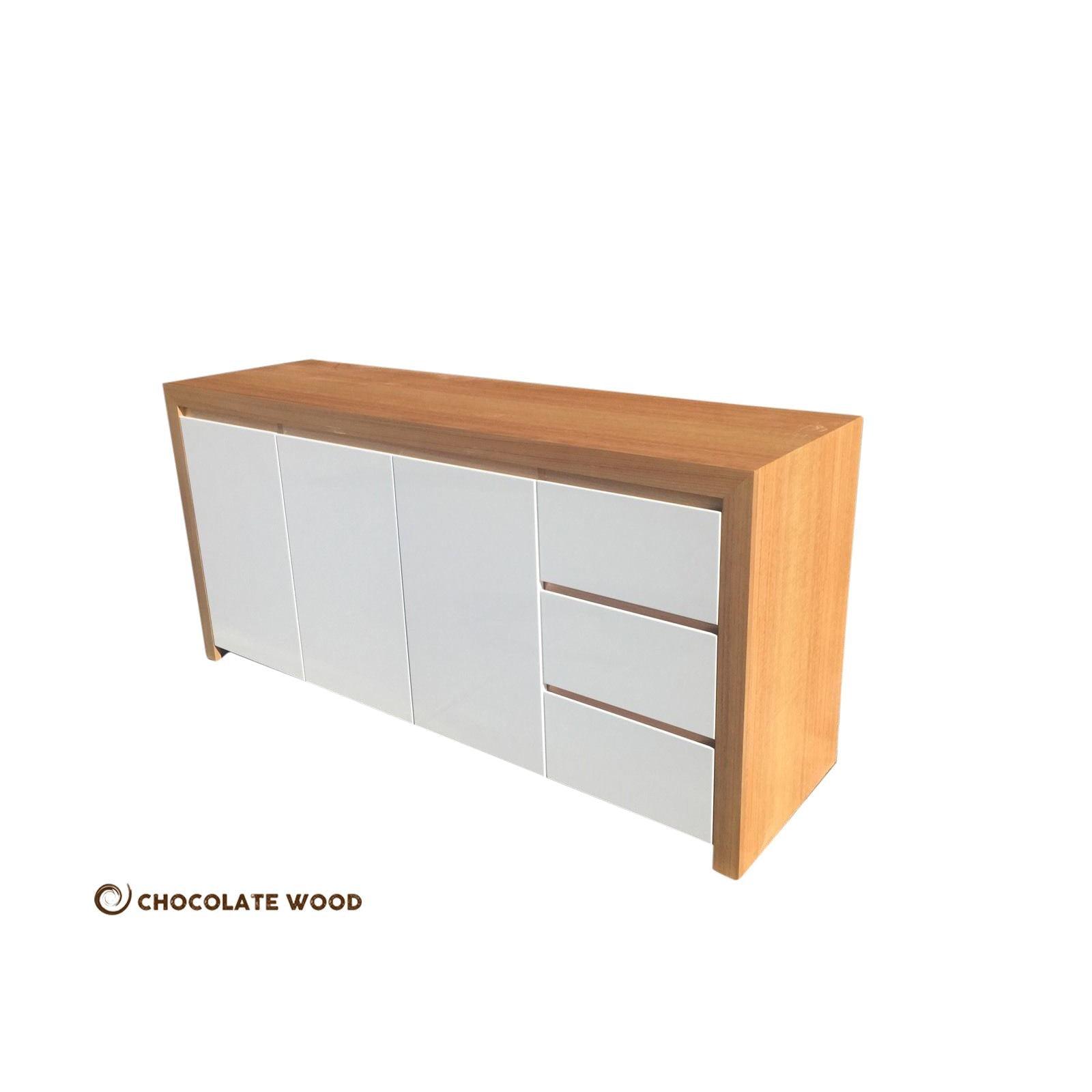 BELINDA BUFFET/SIDEBOARD TASSIE OAK WITH 3 DOORS & 3 DRAWERS IN CLEAR LACQUER AUSTRALIAN CUSTOM MADE - MyChocolateWood