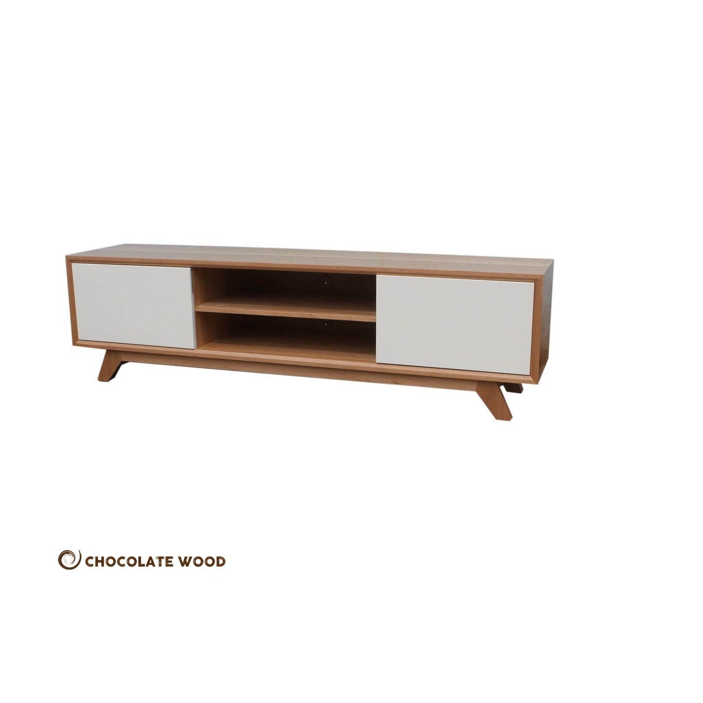 GENOA RETRO STYLE TASSIE OAK TV/ENTERTAINMENT UNIT IN CLEAR LACQUER - MADE TO ORDER