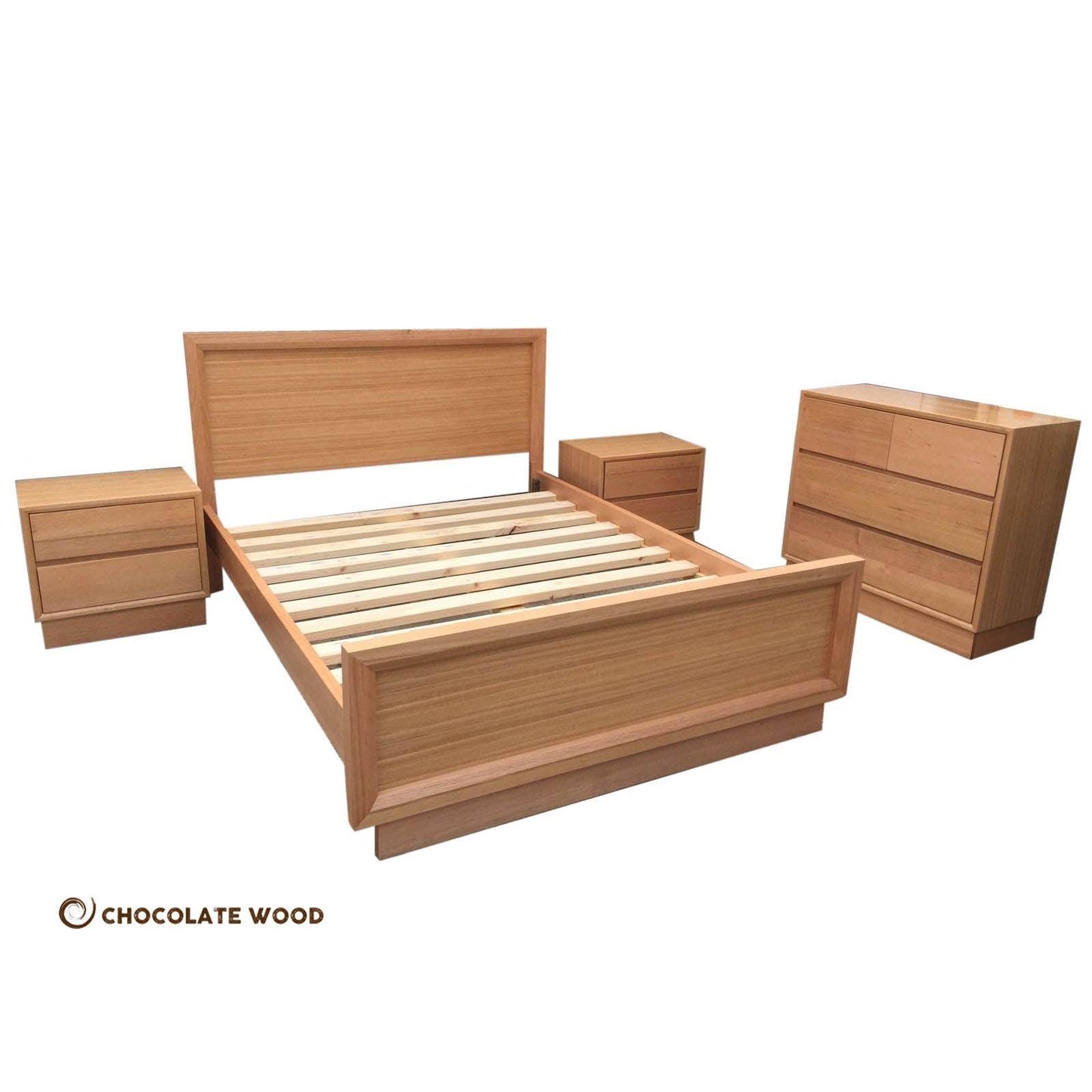 DORA QUEEN BEDROOM SUITE - SOLID TASSIE OAK TIMBER