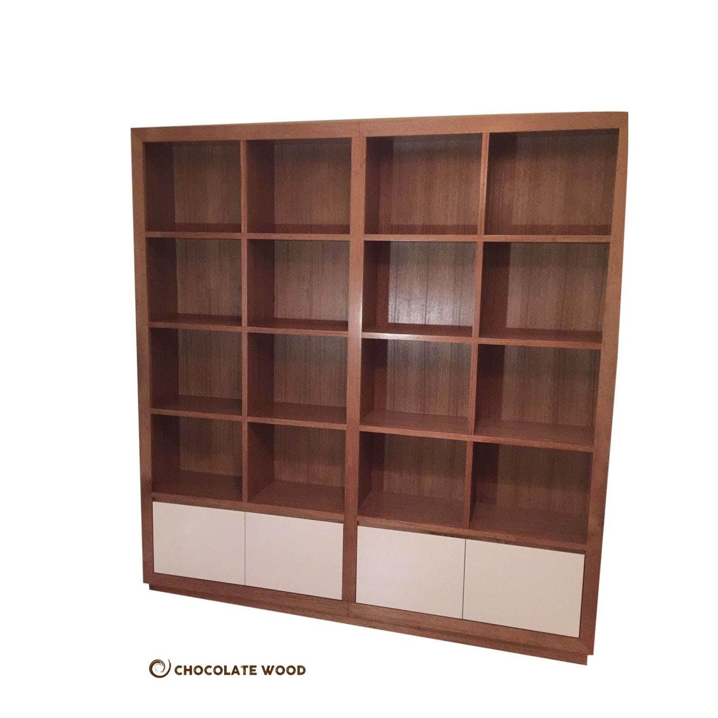 AUSTRALIAN CUSTOM-MADE BENJAMIN TASSIE OAK 2 PIECE CUBE BOOKCASE