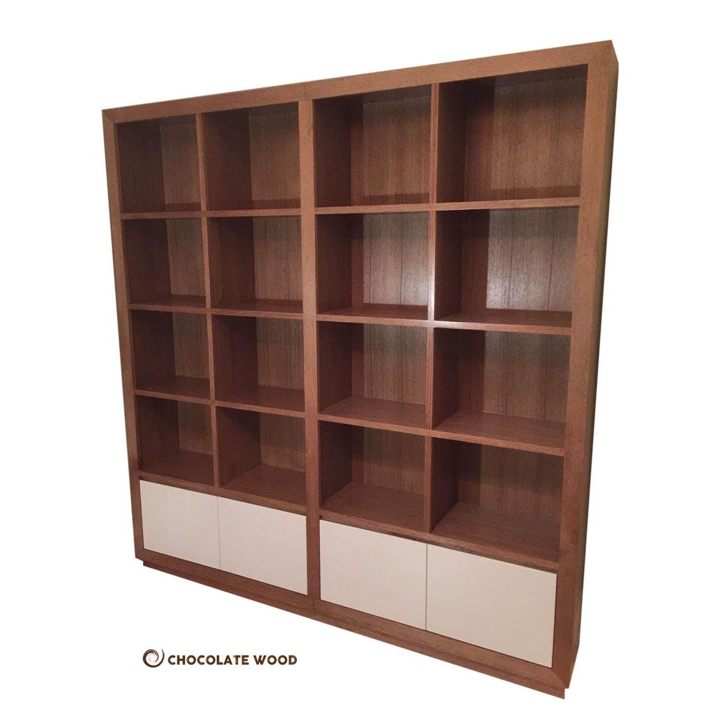 AUSTRALIAN CUSTOM-MADE BENJAMIN TASSIE OAK 2 PIECE CUBE BOOKCASE