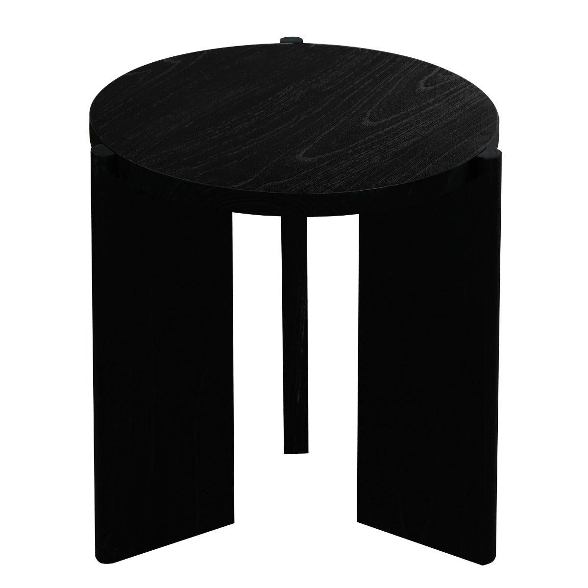 APOLLO WHITE CEDAR ROUND SIDE TABLE BLACK