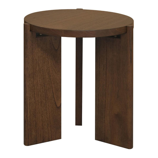 APOLLO WHITE CEDAR ROUND SIDE TABLE WALNUT
