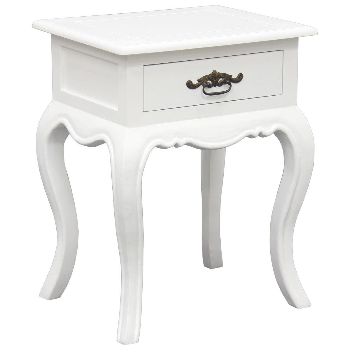 BIGOLA 1 DRAWER LAMP TABLE IN SOLID MAHOGANY- WHITE