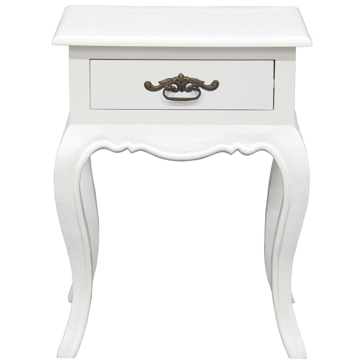 BIGOLA 1 DRAWER LAMP TABLE IN SOLID MAHOGANY- WHITE