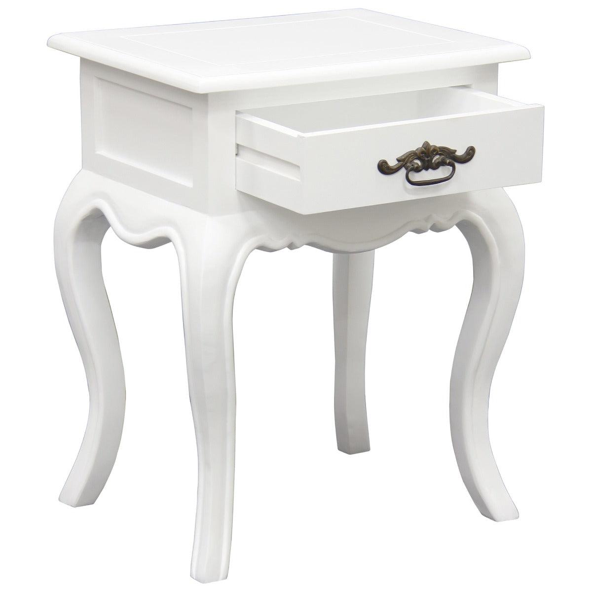 BIGOLA 1 DRAWER LAMP TABLE IN SOLID MAHOGANY- WHITE