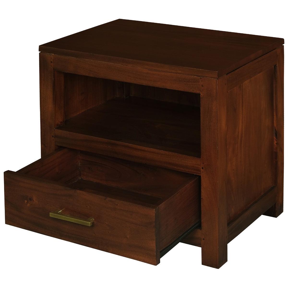 PARIS SOLID MAHOGANY TIMBER SINGLE DRAWER LAMP TABLE - MAHOGANY