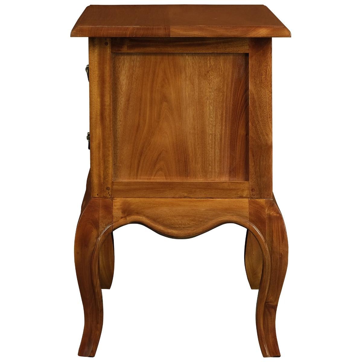 BIGOLA 2 DRAWER LAMP TABLE IN SOLID MAHOGANY- LIGHT PECAN