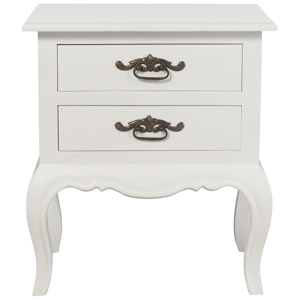 ELODIE 2 DRAWER LAMP TABLE /SIDE TABLE IN SOLID MAHOGANY- WHITE