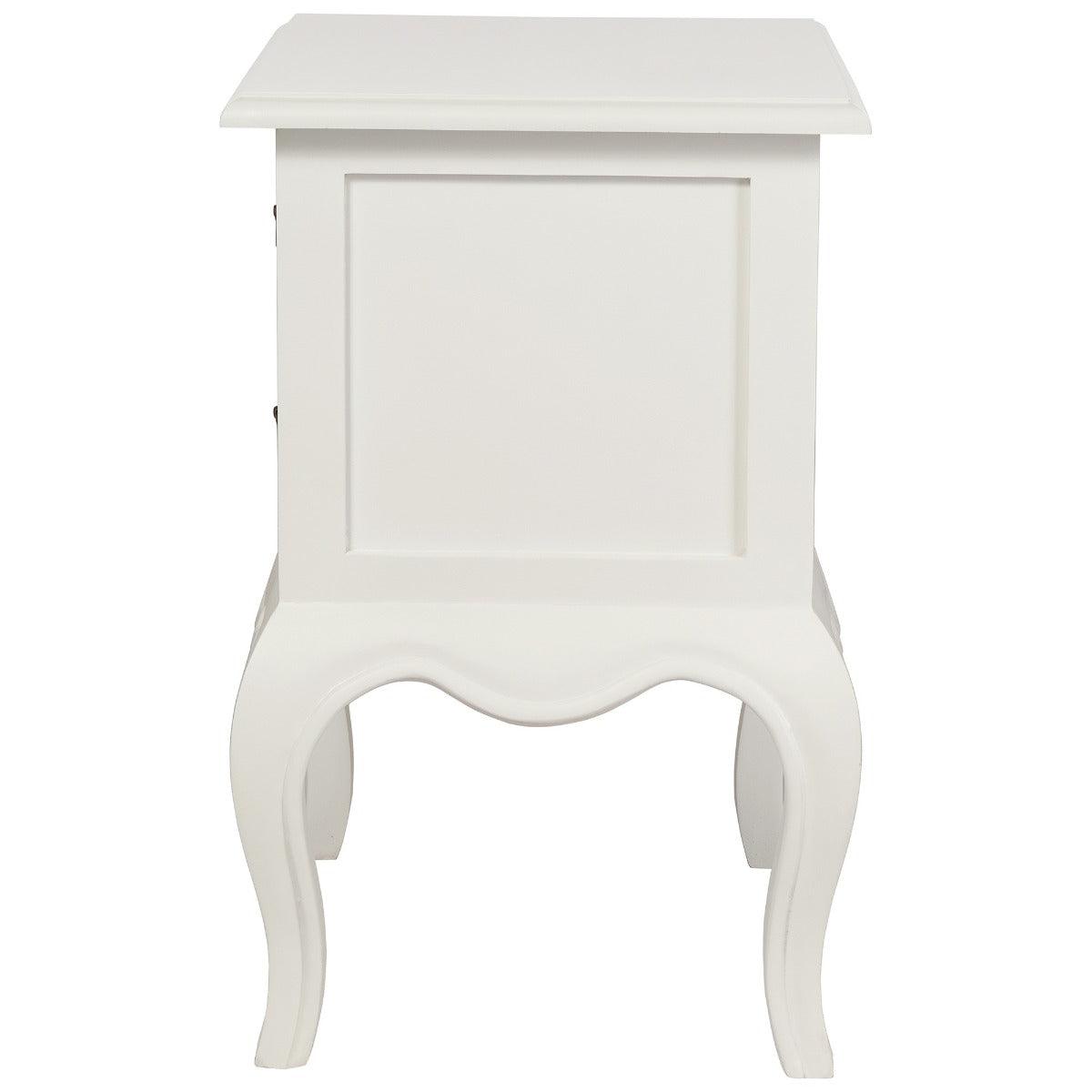 ELODIE 2 DRAWER LAMP TABLE /SIDE TABLE IN SOLID MAHOGANY- WHITE