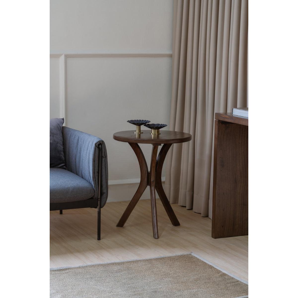 GATSBY WHITE CEDAR ROUND SIDE TABLE SET BLACK