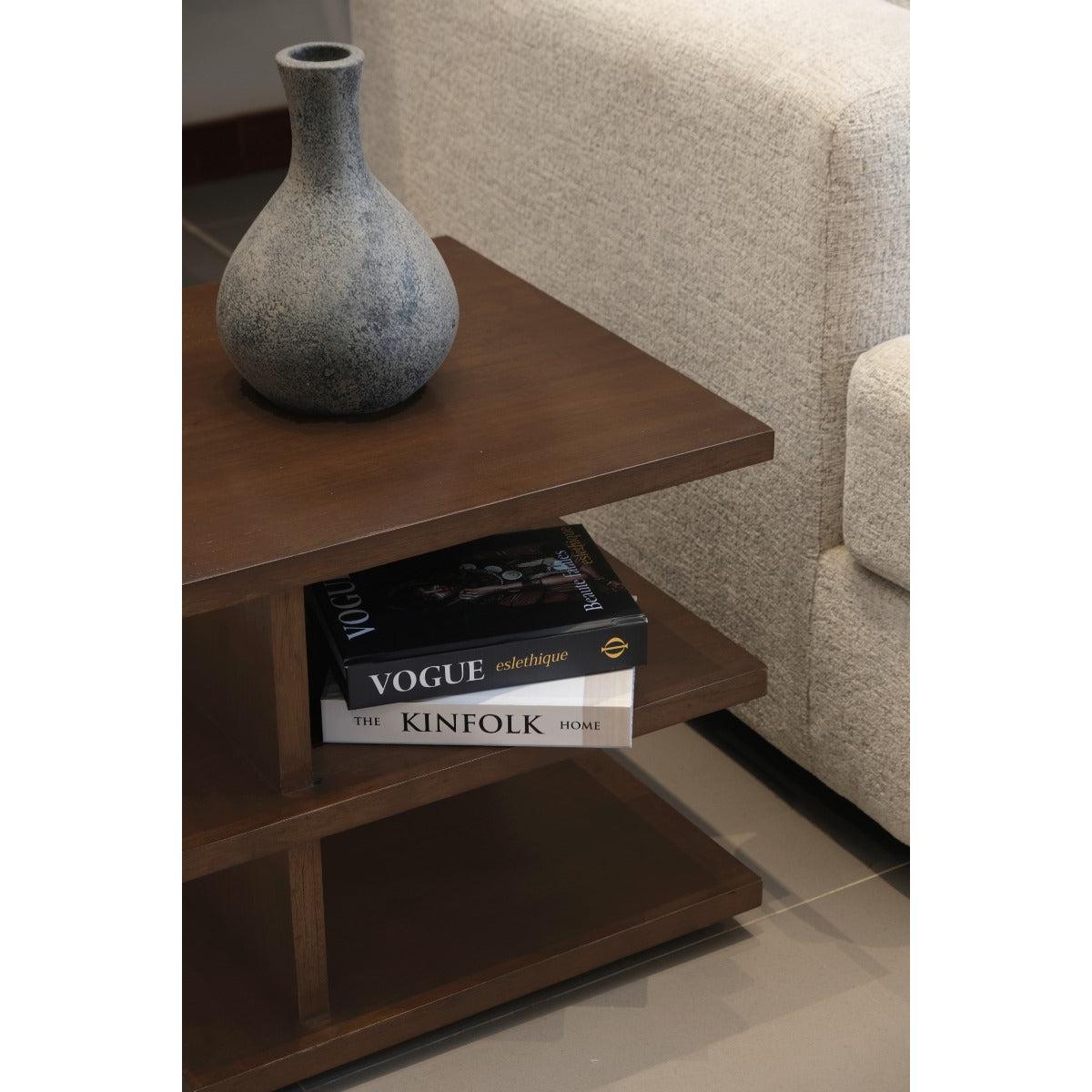 HUDSON SQUARE SIDE/LAMP TABLE IN WHITE CEDAR TIMBER WALNUT - MyChocolateWood