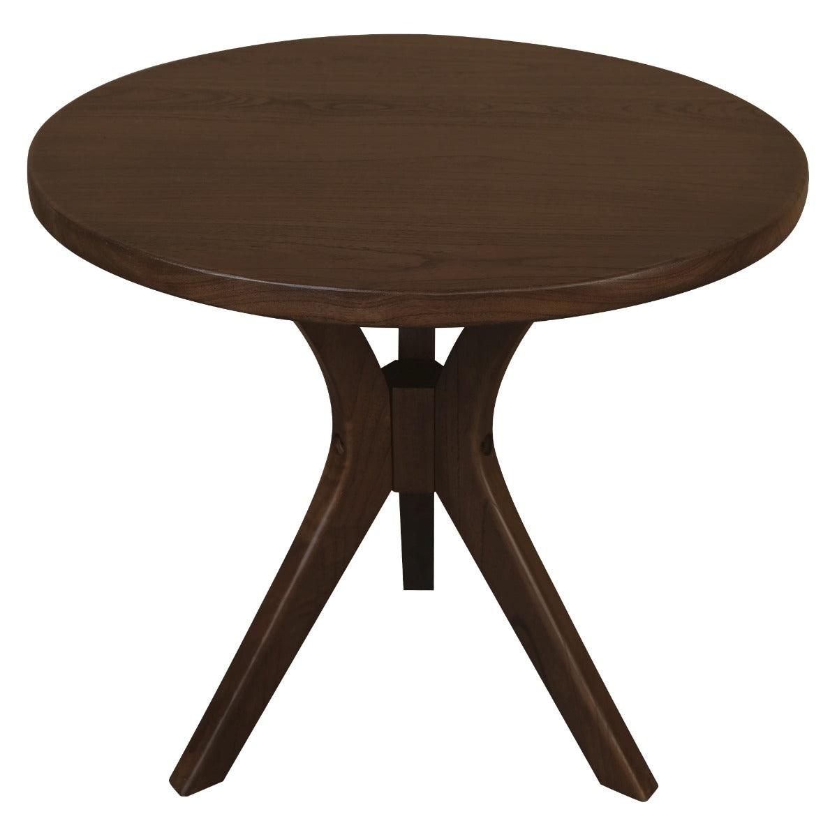 GATSBY WHITE CEDAR ROUND SIDE TABLELAMP TABLE SET WALNUT - MyChocolateWood