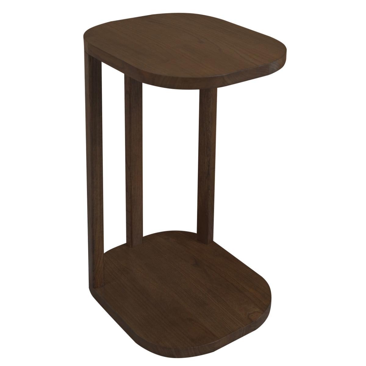 BRENTWOOD WHITE CEDAR ROUND SIDE TABLE WALNUT - MyChocolateWood