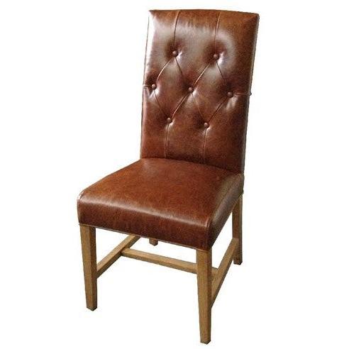 PIRRO TOP GRAIN TAN LEATHER DINING CHAIR