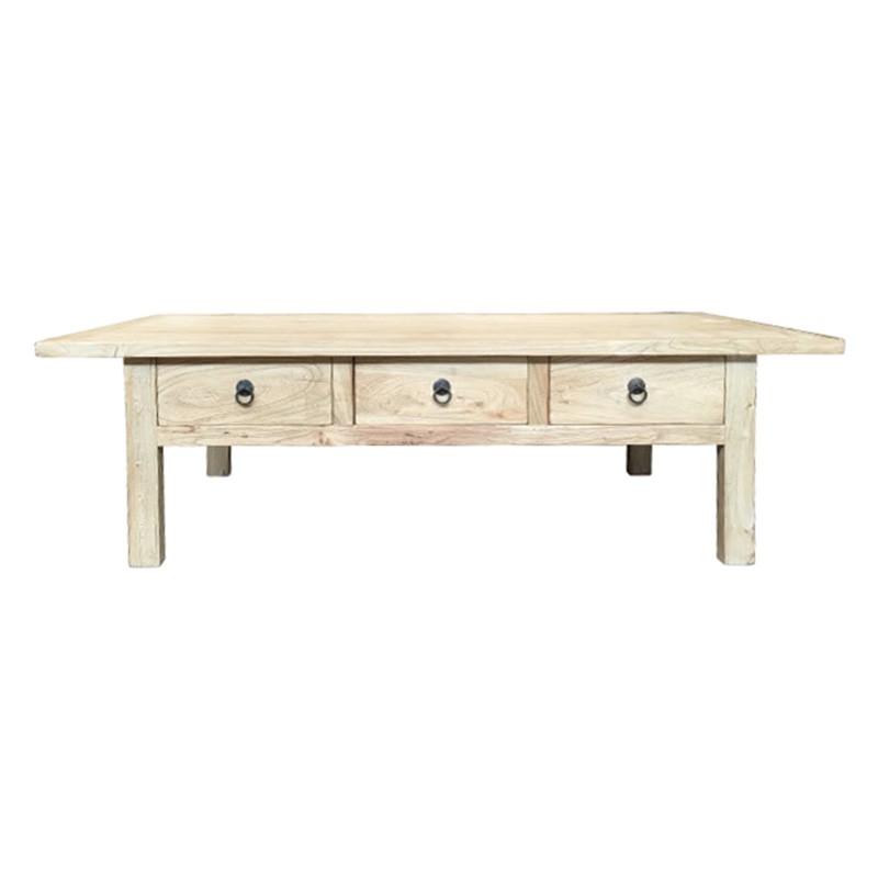 SHULI CHINESE ANTIQUE REPRODUCTION 3-DRAWER COFFEE TABLE RECLAIMED ELM