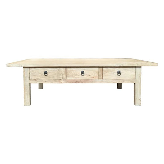 SHULI CHINESE ANTIQUE REPRODUCTION 3-DRAWER COFFEE TABLE RECLAIMED ELM