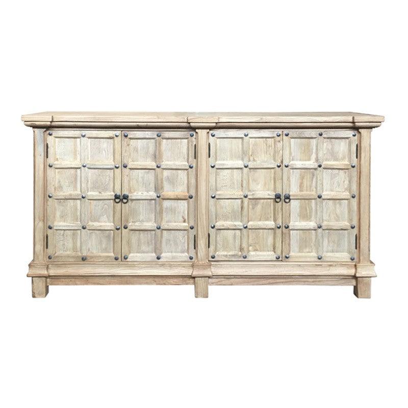 SHULI CHINESE ANTIQUE REPRODUCTION 4-DOOR BUFFET SIDEBOARD W/METAL STUDS 160 CM - MyChocolateWood
