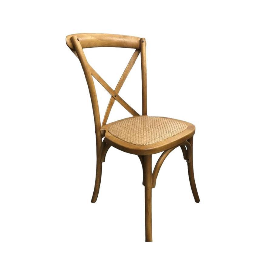 MOFTAK STACKABLE FRENCH PROVINCIAL CROSSBACK DINING CHAIR NATURAL BIRCH/RATTAN