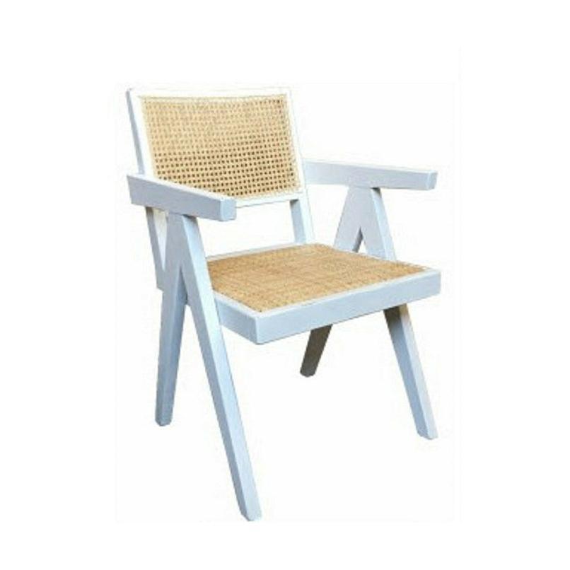 BELVIL RECYCLED ELM/ RATTAN CHAIR HAMPTON ARMCHAIR IN RUBBED DOWN WHITE - FLOOR STOCK CLEARANCE