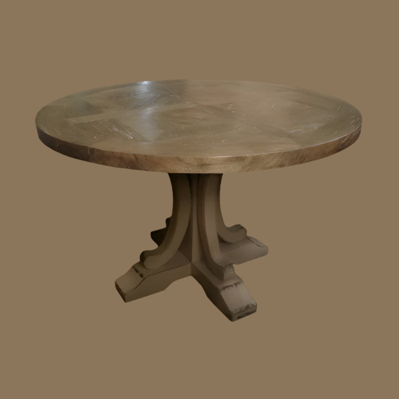 VALENTINA RECLAIMED ELM WOOD ROUND DINING TABLE 140CM- ALL NATURAL - MyChocolateWood