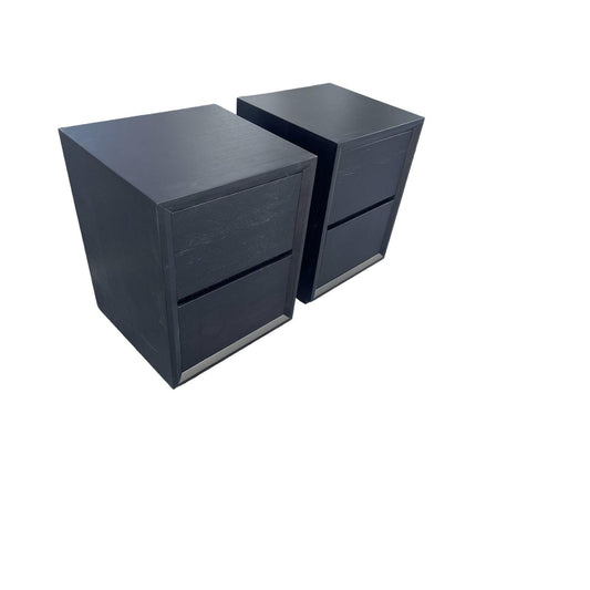 2 X BELLINI 2 DRAWER BEDSIDE TABLES IN TASSIE OAK MATT SOLID BLACK - MyChocolateWood