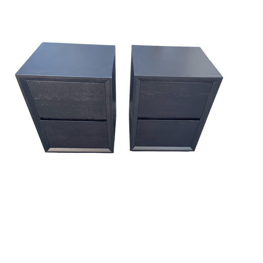 2 X BELLINI 2 DRAWER BEDSIDE TABLES IN TASSIE OAK MATT SOLID BLACK - MyChocolateWood