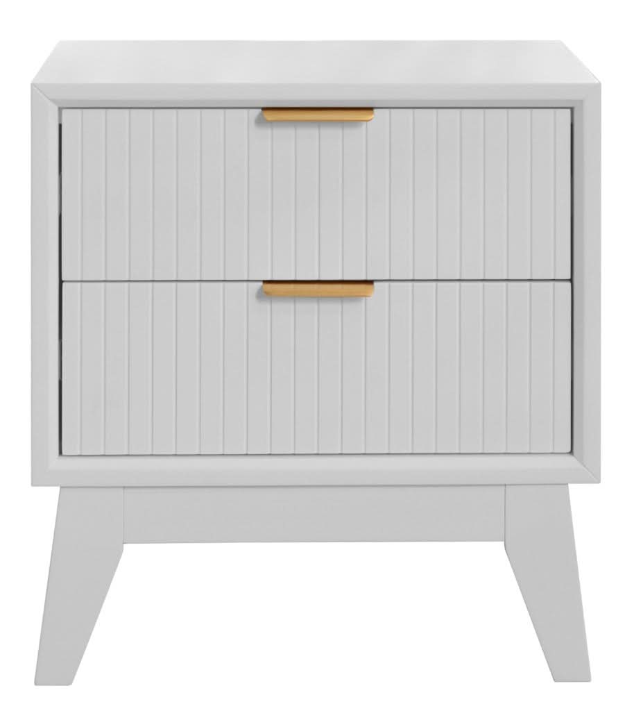 2 X ELIJAH ACACIA WOOD BEDSIDE TABLES 2 DRAWERS IN WHITE - MyChocolateWood