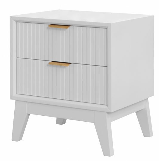 2 X ELIJAH ACACIA WOOD BEDSIDE TABLES 2 DRAWERS IN WHITE