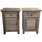 2 X VILLA RUSTIC LOUVRE STYLE BEDSIDE TABLES 1 DRAWER & 1 DOOR IN RECYCLED ELM - MyChocolateWood