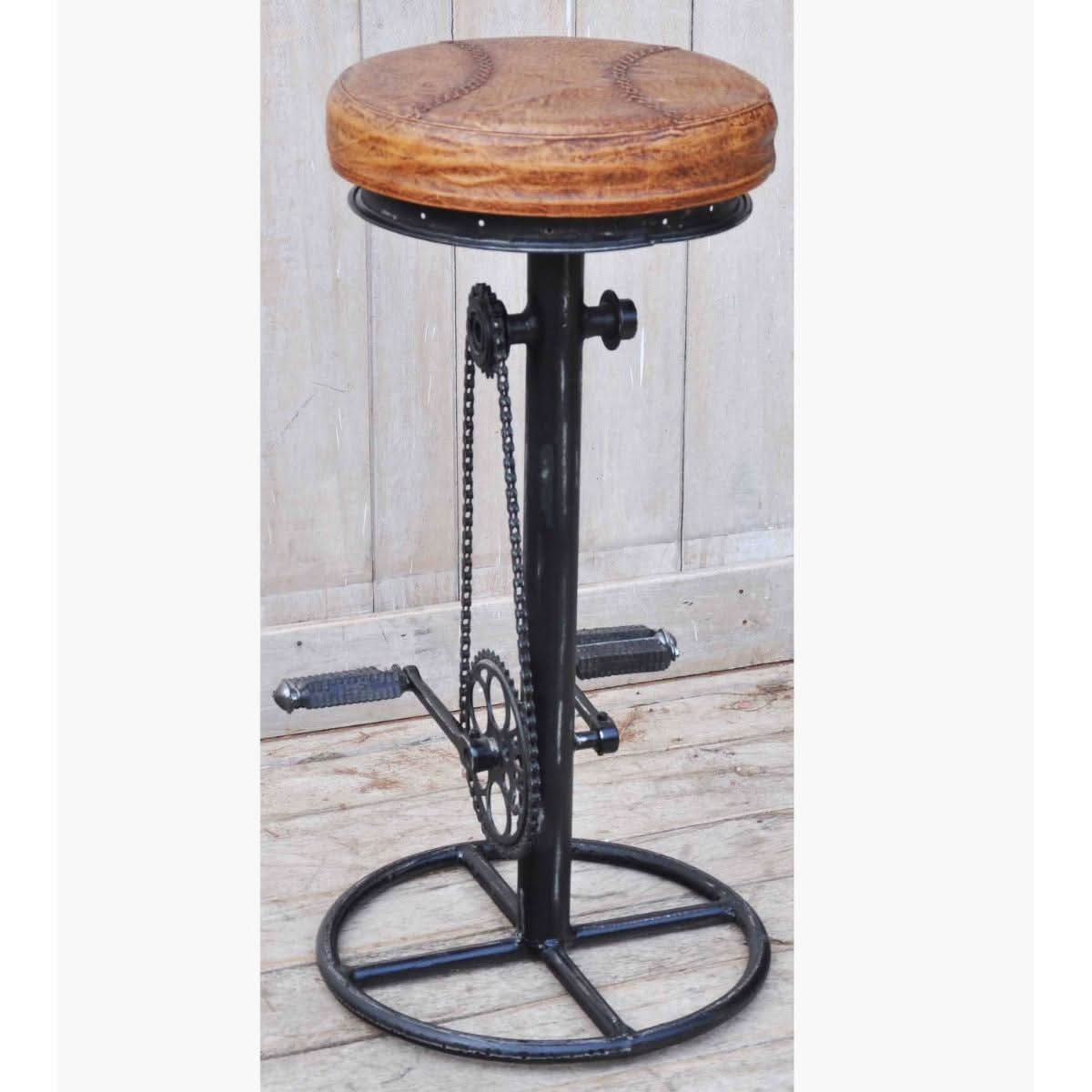 4 X INDUSTRIAL CAST IRON BICYCLE BAR STOOLS - MyChocolateWood
