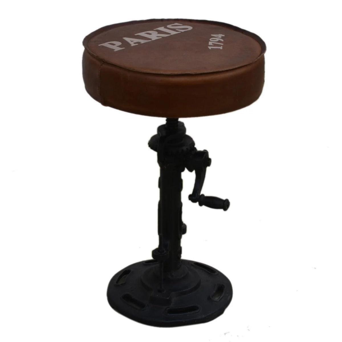 4 X PARIS INDUSTRIAL WIND-UP CAST-IRON BAR STOOL - MyChocolateWood