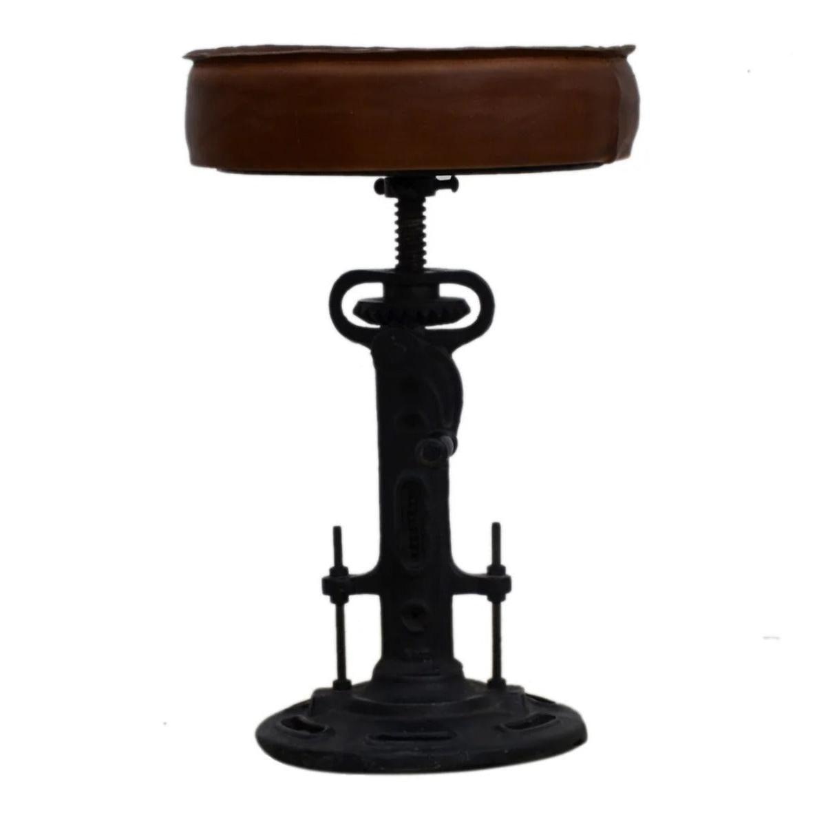 4 X PARIS INDUSTRIAL WIND-UP CAST-IRON BAR STOOL - MyChocolateWood