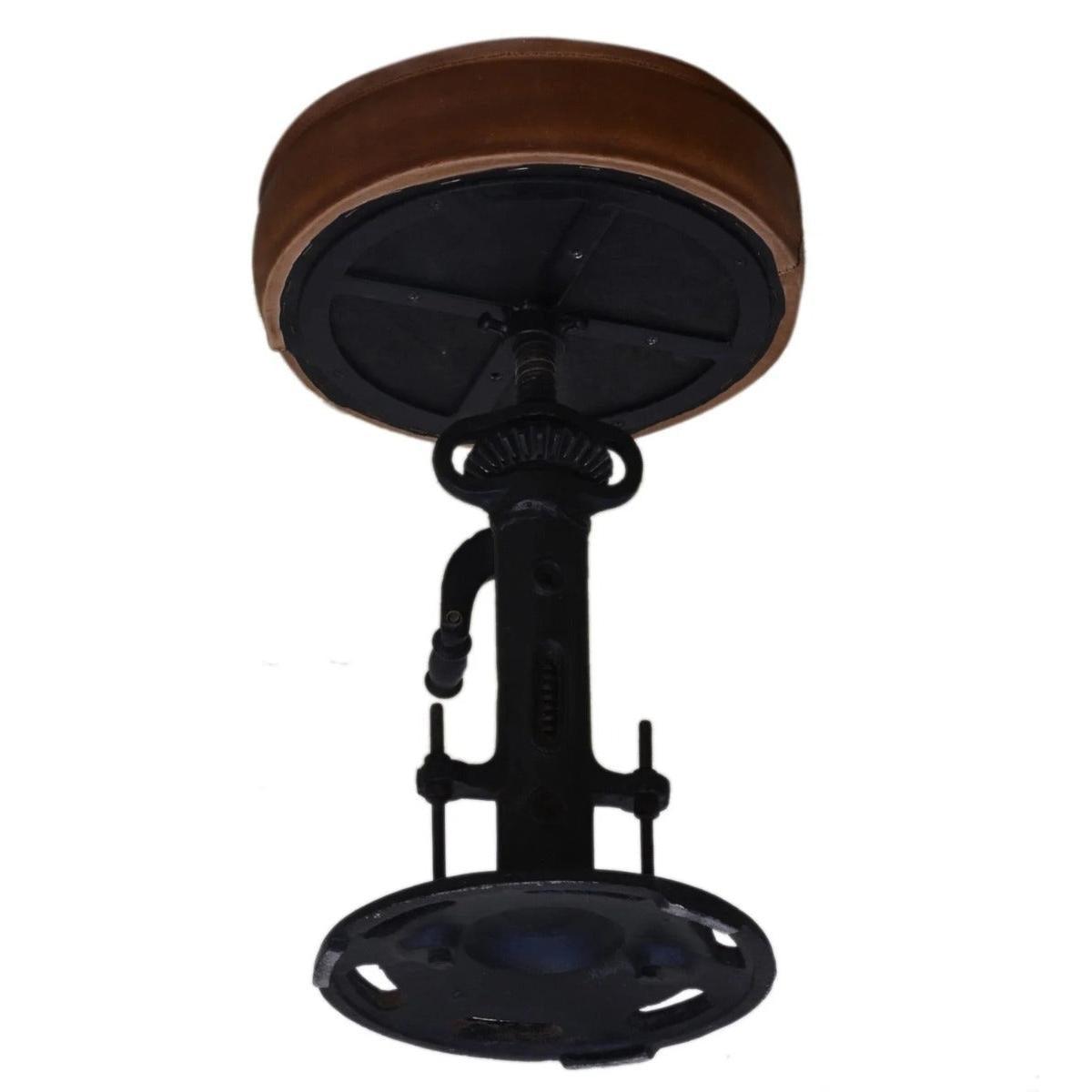 4 X PARIS INDUSTRIAL WIND-UP CAST-IRON BAR STOOL - MyChocolateWood