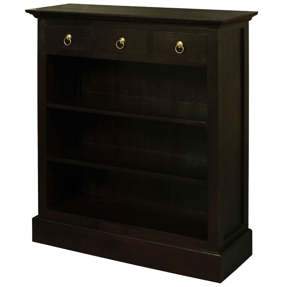 ADELAIDE SOLID MAHOGANY TIMBER 3 DRAWERS & 3 SHELVES BOOKCASE IN CHOCOLATE - MyChocolateWood