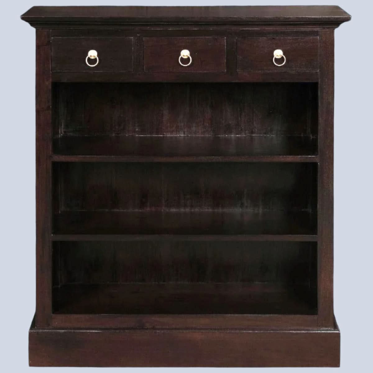 ADELAIDE SOLID MAHOGANY TIMBER 3 DRAWERS & 3 SHELVES BOOKCASE IN CHOCOLATE - MyChocolateWood