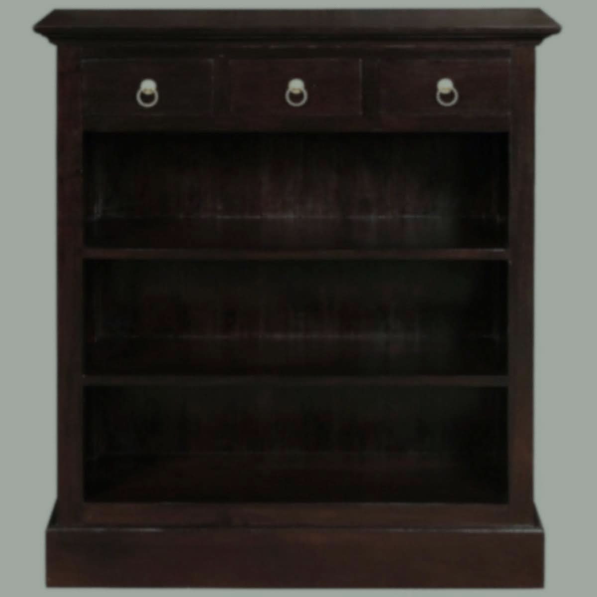 ADELAIDE SOLID MAHOGANY TIMBER 3 DRAWERS & 3 SHELVES BOOKCASE IN CHOCOLATE - MyChocolateWood